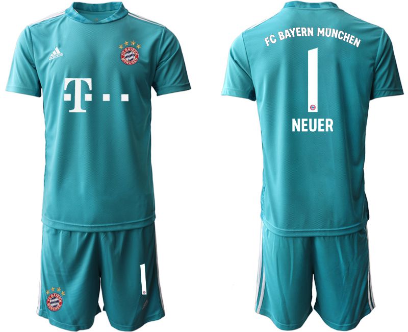 Men 2020-2021 club Bayern Munich lake blue goalkeeper #1 Soccer Jerseys->bayern munich jersey->Soccer Club Jersey